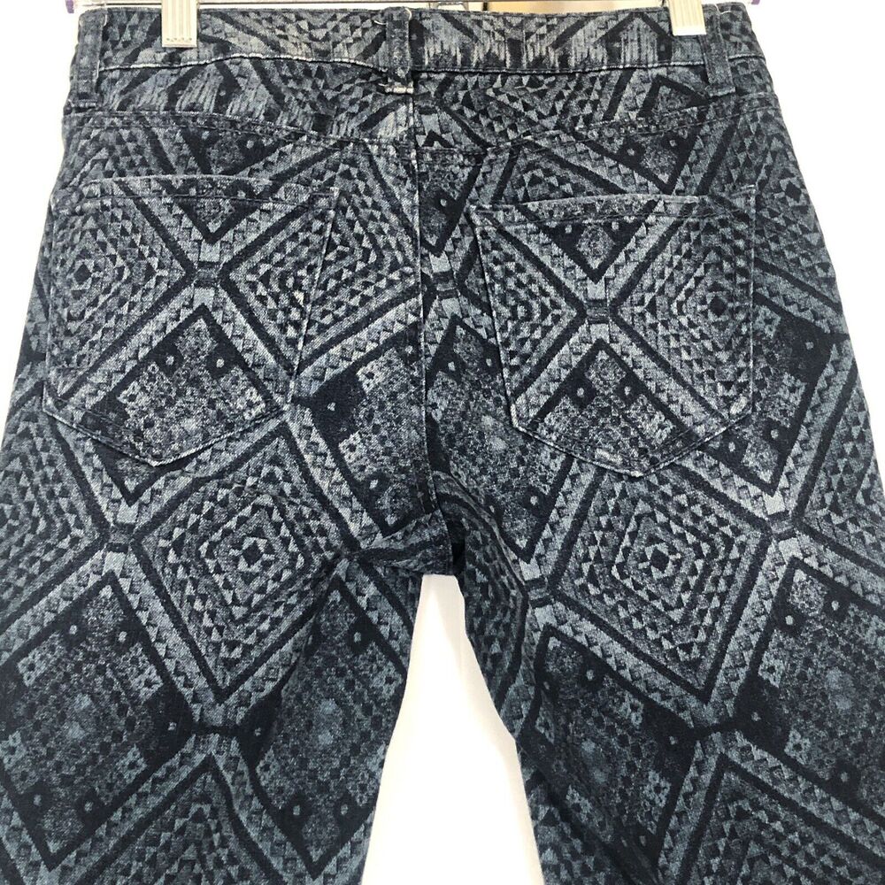 Tokyo Darling High Rise Flare Jeans Womens Size 0 R Geometric Hippie Boho Grunge